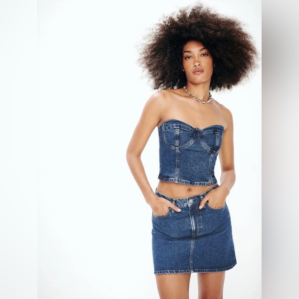 Reformation Andi denim bustier top - size 0